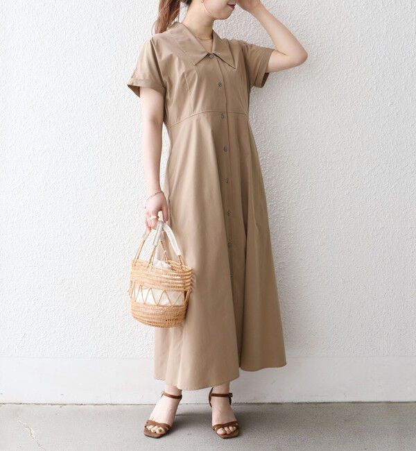 SHIPS any「SHIPS any:〈洗濯機可能〉フラットカラー Vネック フレア ワンピース」|ワンピース|