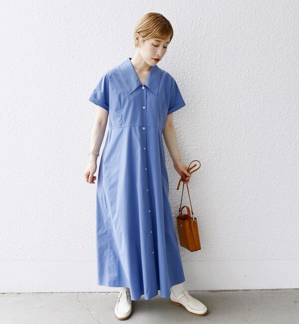 SHIPS any「SHIPS any:〈洗濯機可能〉フラットカラー Vネック フレア ワンピース」|ワンピース|