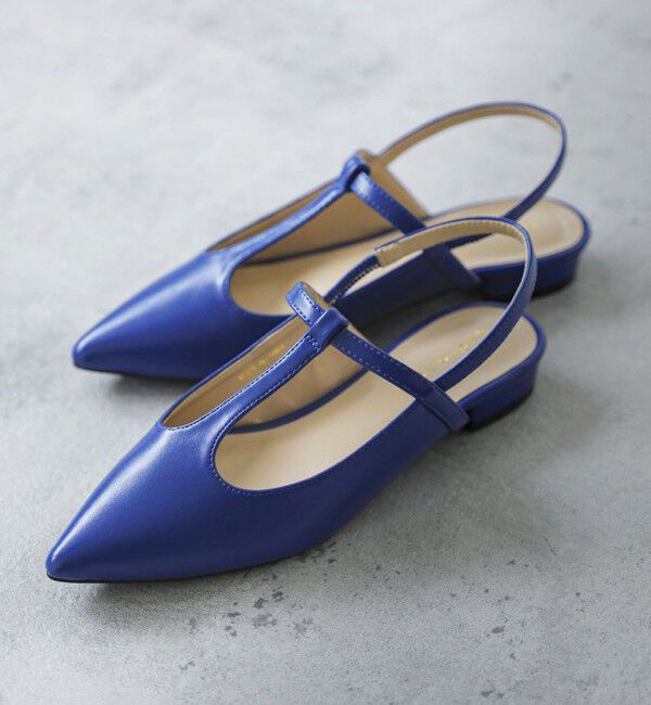 quaranciel「quaranciel: Tストラップ ポインテッド パンプス」|パンプス|ブルー