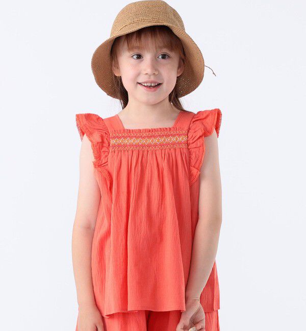 SHIPS KIDS「SHIPS KIDS:100～130cm / スモッキング フリル ブラウス」|シャツ・ブラウス|