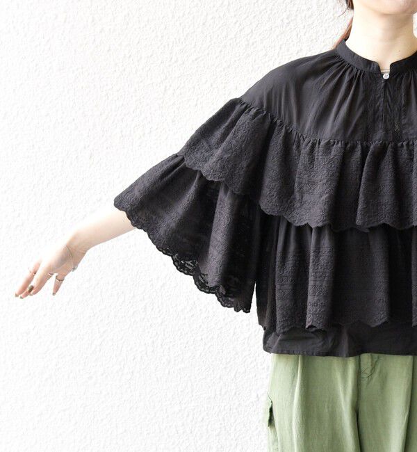 SHIPS any「bon_meur:〈洗濯機可能〉レース ティアード ボリューム ブラウス」|シャツ・ブラウス|