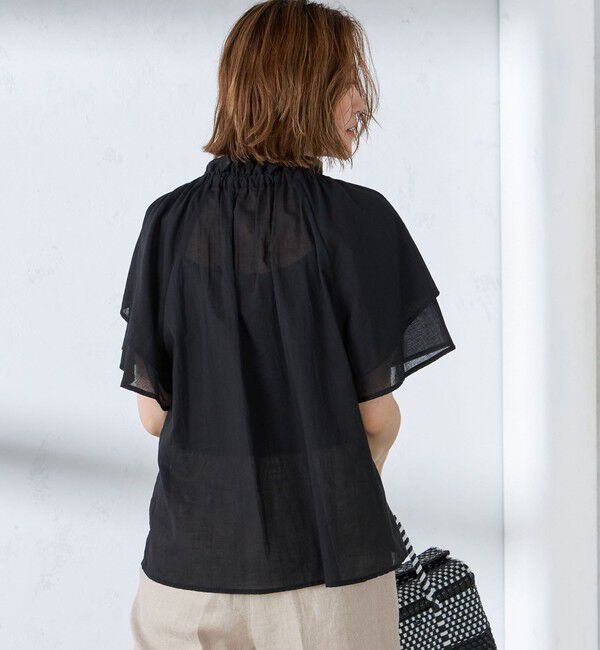 SHIPS for women「〈手洗い可能〉コットンボイル ネックギャザー ボウタイ ブラウス」|シャツ・ブラウス|