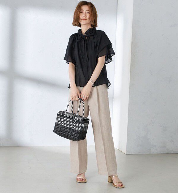 SHIPS for women「〈手洗い可能〉コットンボイル ネックギャザー ボウタイ ブラウス」|シャツ・ブラウス|