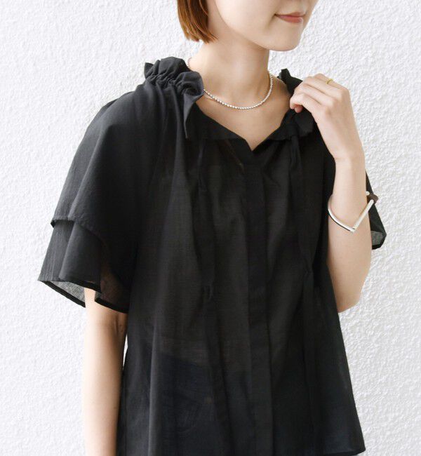 SHIPS for women「〈手洗い可能〉コットンボイル ネックギャザー ボウタイ ブラウス」|シャツ・ブラウス|
