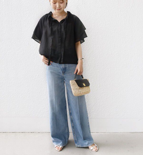 SHIPS for women「〈手洗い可能〉コットンボイル ネックギャザー ボウタイ ブラウス」|シャツ・ブラウス|