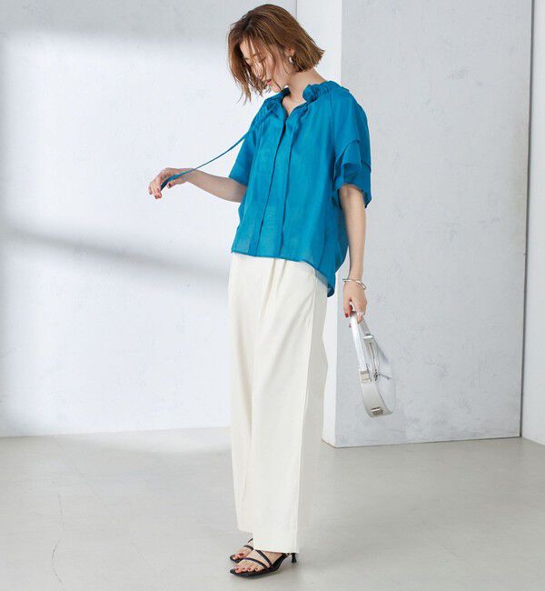 SHIPS for women「〈手洗い可能〉コットンボイル ネックギャザー ボウタイ ブラウス」|シャツ・ブラウス|