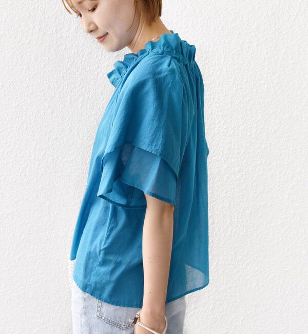 SHIPS for women「〈手洗い可能〉コットンボイル ネックギャザー ボウタイ ブラウス」|シャツ・ブラウス|