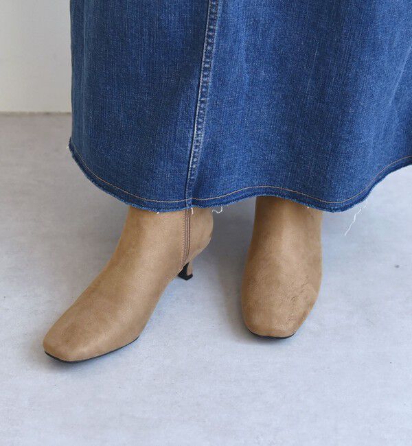 quaranciel「quaranciel: スクエアトゥ ローヒール ショート ブーツ」|ショートブーツ|