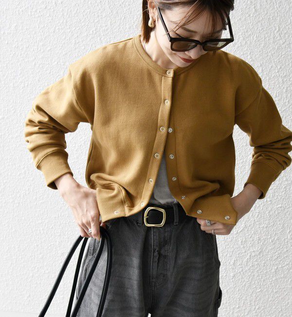 SHIPS any「【WEB限定】SHIPS any: USA コットン 裏起毛 コンパクト スナップ カーディガン」|カーディガン|