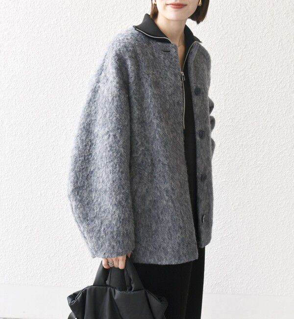 SHIPS any「SHIPS any: シャギー ノーカラー コクーン コート」|ノーカラーコート|