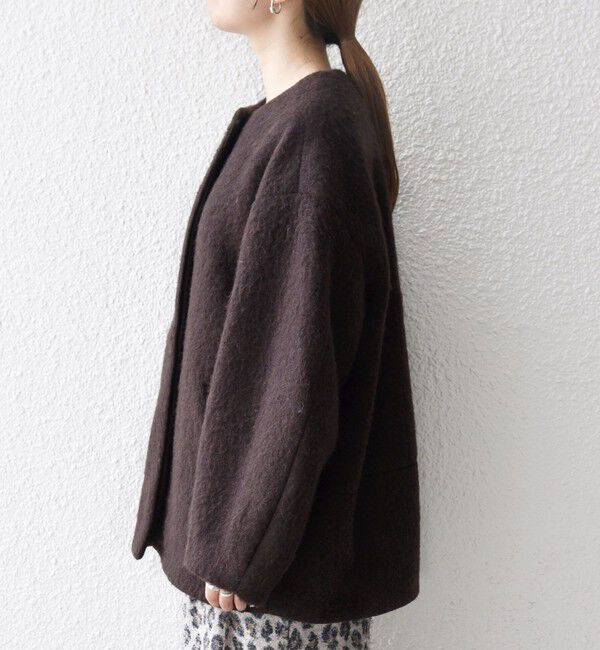 SHIPS any「SHIPS any: シャギー ノーカラー コクーン コート」|ノーカラーコート|