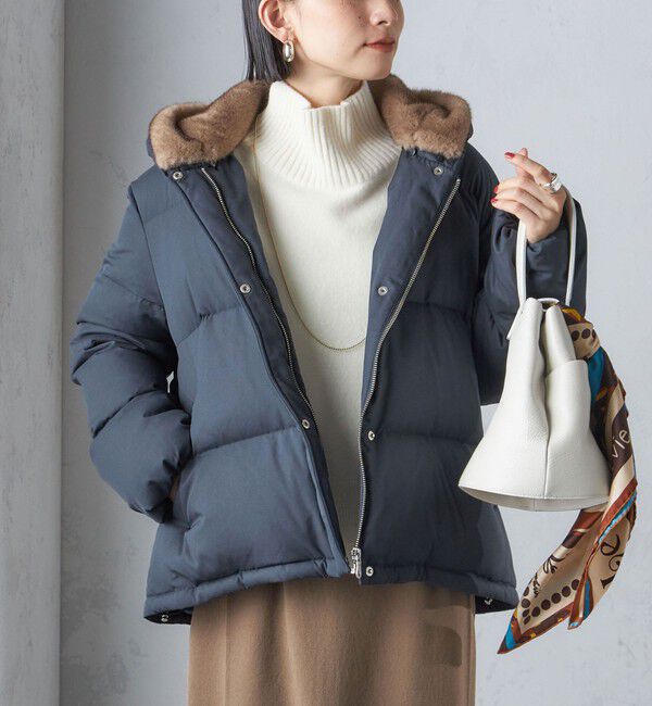 SHIPS for women「ファー付 ダウンコート」|ダウン|ネイビー