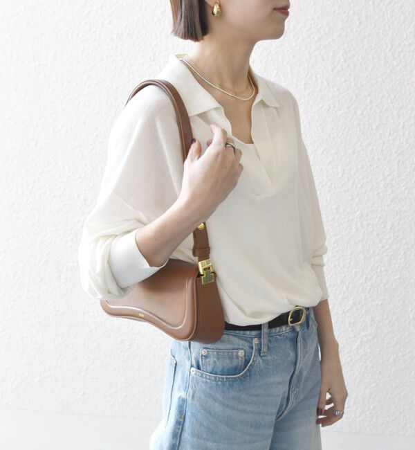 SHIPS any「SHIPS any:〈UVカット/手洗い可能〉シアー スキッパー ニット ポロシャツ」|Tシャツ・カットソー|