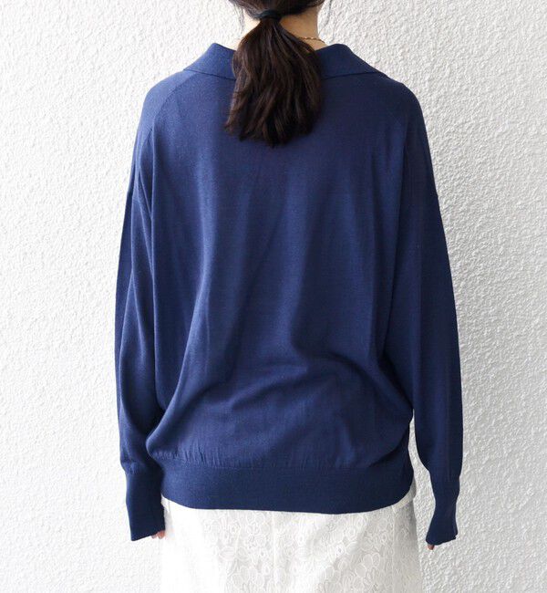 SHIPS any「SHIPS any:〈UVカット/手洗い可能〉シアー スキッパー ニット ポロシャツ」|Tシャツ・カットソー|