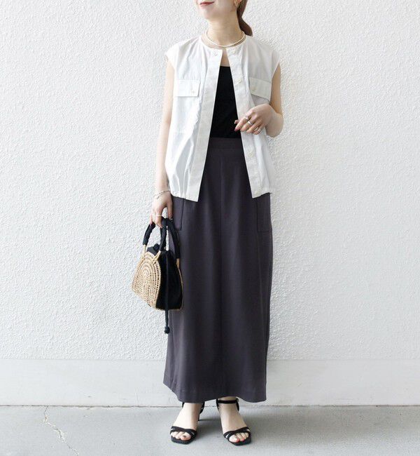 SHIPS any「SHIPS any:〈洗濯機可能〉ポプリン フレンチスリーブ ポケット ドロスト シャツ」|シャツ・ブラウス|