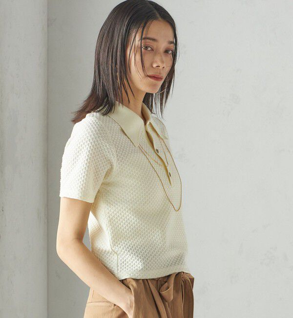 SHIPS for women「小泉里子コラボ:シャーリング ジャカード ポロ」|ポロシャツ|