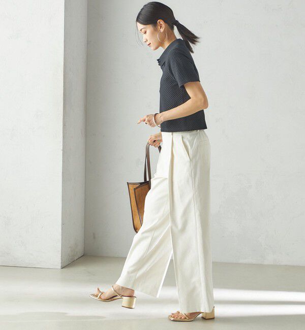 SHIPS for women「小泉里子コラボ:シャーリング ジャカード ポロ」|ポロシャツ|