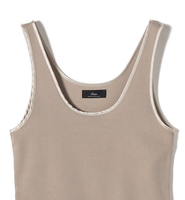 SHIPS for women「SHIPS Primary Navy Label:サテン パイピング リブ タンクトップ」|タンクトップ|
