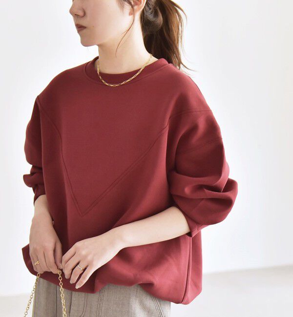 quaranciel「quaranciel:〈洗濯機可能〉ポンチ Vヨークバルーン スウェット プルオーバー」|スウェット・ジャージ|ワイン