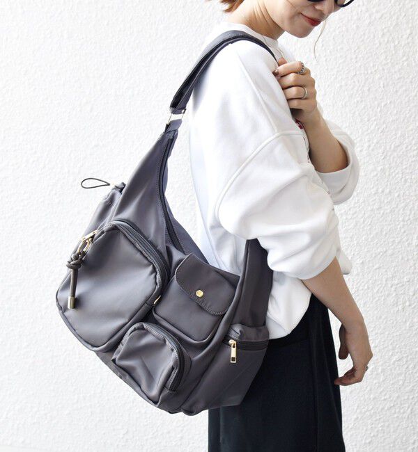 SHIPS any「《一部追加予約》SHIPS any: 9ポケット 2WAY ショルダー バッグ」|ショルダー・メッセンジャー|チャコールグレー