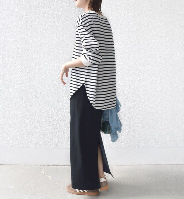 SHIPS for women「コットン 天竺 ラウンド ヘム 袖 リブ カットソー」|Tシャツ・カットソー|