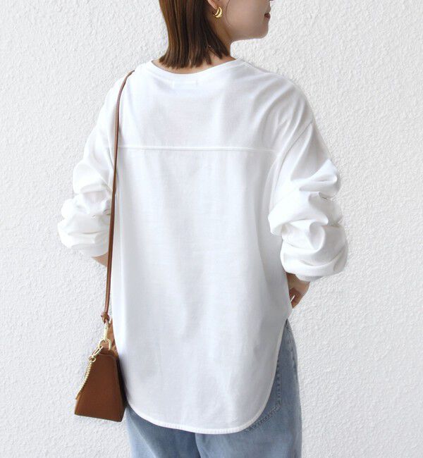 SHIPS for women「コットン 天竺 ラウンド ヘム 袖 リブ カットソー」|Tシャツ・カットソー|