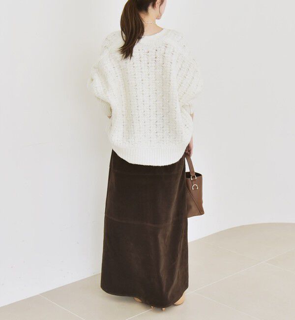 quaranciel「quaranciel: 透かし編み Vネック コンパクト ドルマンニットカーディガン」|カーディガン|