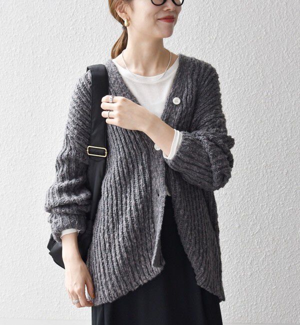 SHIPS any「SHIPS any:〈手洗い可能〉ロービング ルーズ Vネック ニット カーディガン」|カーディガン|
