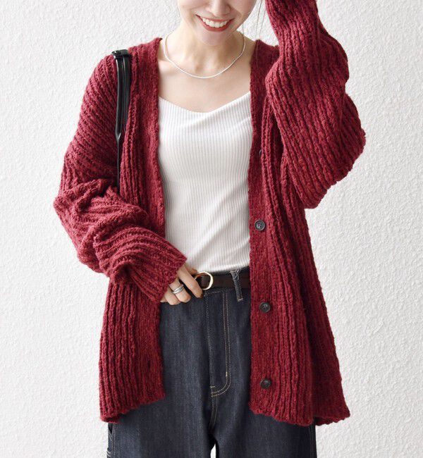 SHIPS any「SHIPS any:〈手洗い可能〉ロービング ルーズ Vネック ニット カーディガン」|カーディガン|