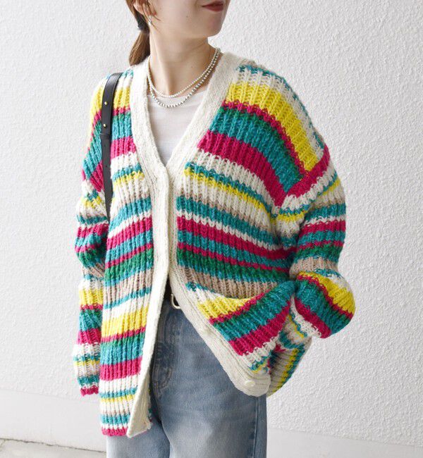 SHIPS any「SHIPS any:〈手洗い可能〉ロービング ルーズ Vネック ニット カーディガン」|カーディガン|