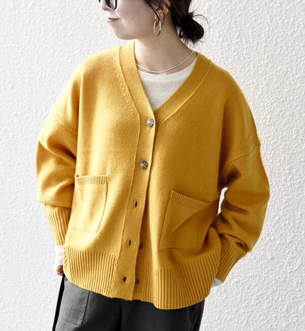 SHIPS any「SHIPS any:〈手洗い可能〉AQUA カシミヤ ミックス Vネック カーディガン」|カーディガン|イエロー