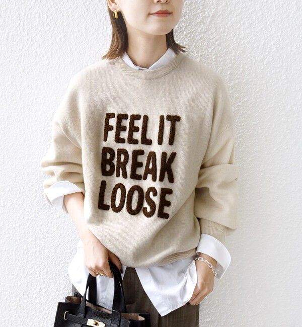 SHIPS for women「【WEB限定】〈手洗い可能〉サガラ 刺繍 ロゴ ニット プルオーバー」|ニット・セーター|