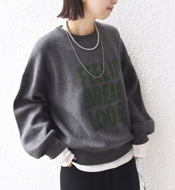 SHIPS for women「【WEB限定】〈手洗い可能〉サガラ 刺繍 ロゴ ニット プルオーバー」|ニット・セーター|