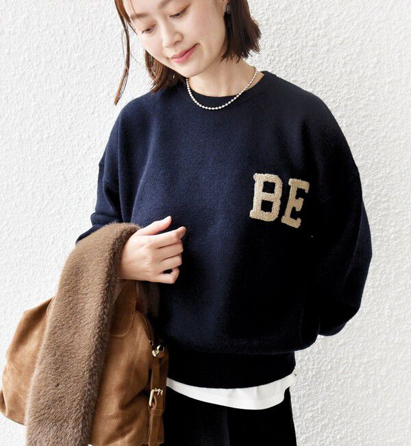 SHIPS for women「【WEB限定】〈手洗い可能〉サガラ 刺繍 ロゴ ニット プルオーバー」|ニット・セーター|