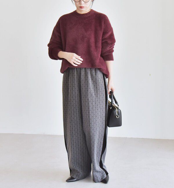 quaranciel「quaranciel:〈手洗い可能〉ファーライク クルーネック ニット プルオーバー」|ニット・セーター|