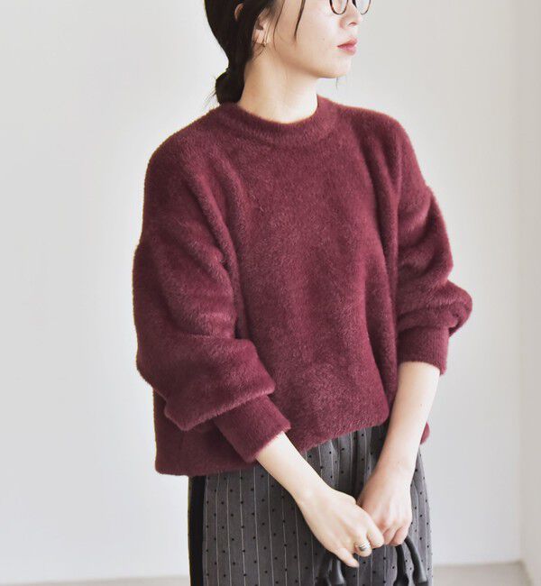 quaranciel「quaranciel:〈手洗い可能〉ファーライク クルーネック ニット プルオーバー」|ニット・セーター|