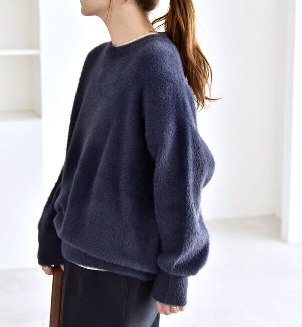 quaranciel「quaranciel:〈手洗い可能〉ファーライク クルーネック ニット プルオーバー」|ニット・セーター|