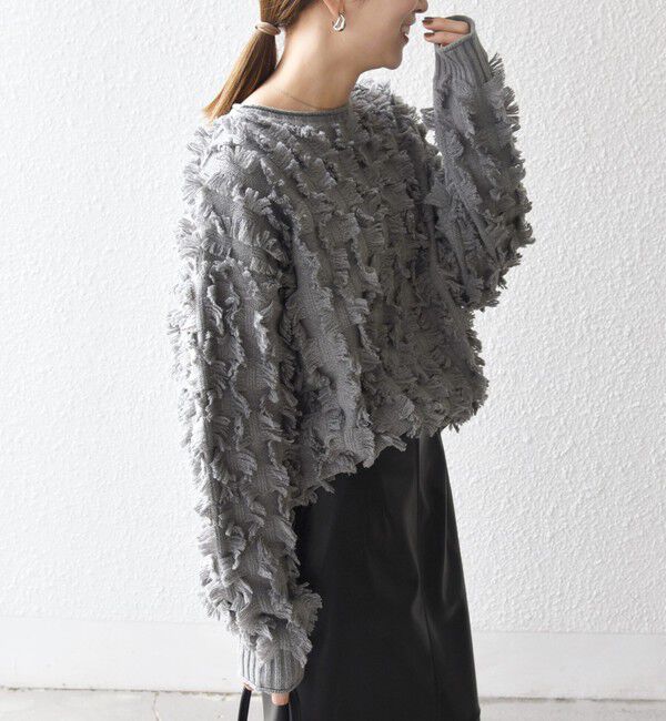 SHIPS any「SHIPS any:〈手洗い可能〉フリンジ デザイン ニット プルオーバー」|ニット・セーター|