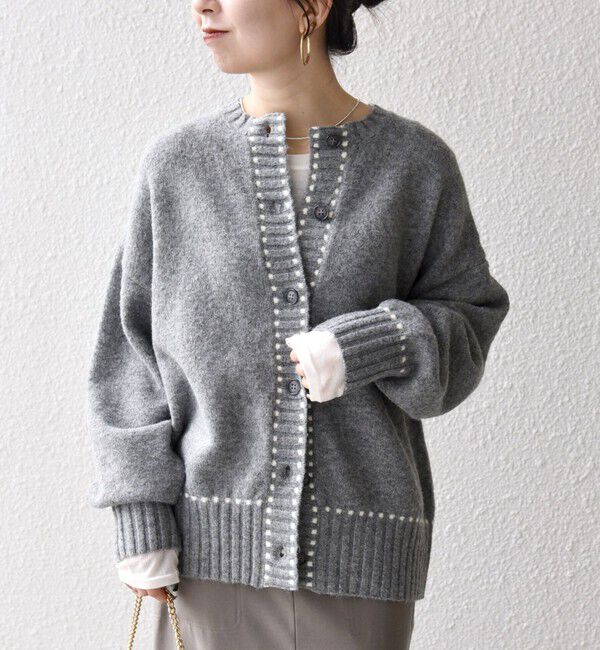 SHIPS any「SHIPS any:〈手洗い可能〉ステッチ デザイン ルーズ ニット カーディガン」|カーディガン|