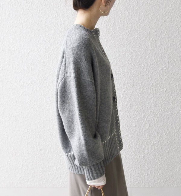 SHIPS any「SHIPS any:〈手洗い可能〉ステッチ デザイン ルーズ ニット カーディガン」|カーディガン|