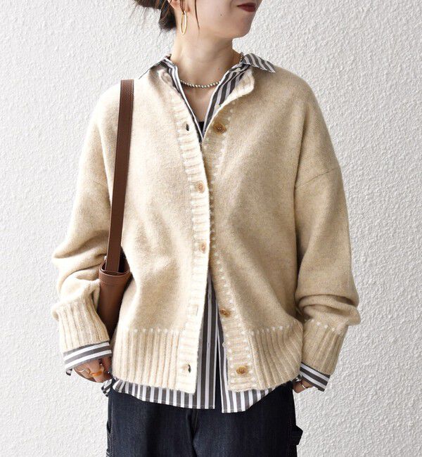 SHIPS any「SHIPS any:〈手洗い可能〉ステッチ デザイン ルーズ ニット カーディガン」|カーディガン|