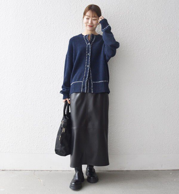 SHIPS any「SHIPS any:〈手洗い可能〉ステッチ デザイン ルーズ ニット カーディガン」|カーディガン|