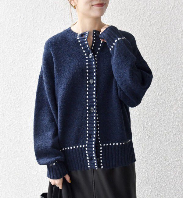 SHIPS any「SHIPS any:〈手洗い可能〉ステッチ デザイン ルーズ ニット カーディガン」|カーディガン|