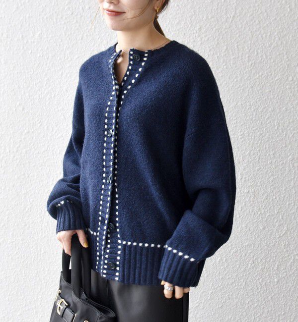 SHIPS any「SHIPS any:〈手洗い可能〉ステッチ デザイン ルーズ ニット カーディガン」|カーディガン|