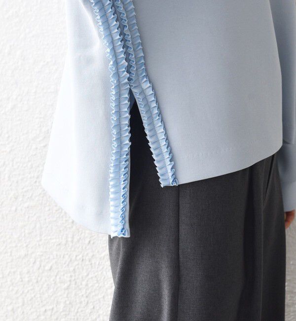 SHIPS for women「【WEB限定】〈手洗い可能〉サイド スリット フリル ダンボール カットソー」|Tシャツ・カットソー|