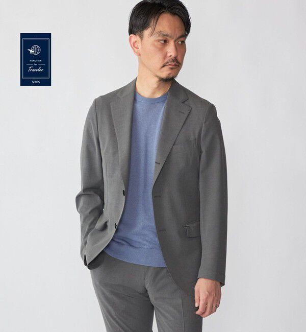 SHIPS「SHIPS:〈FUNCTION〉ライト アンストラクチャード ジャケット(セットアップ対応)」|テーラードジャケット|ダークグレー
