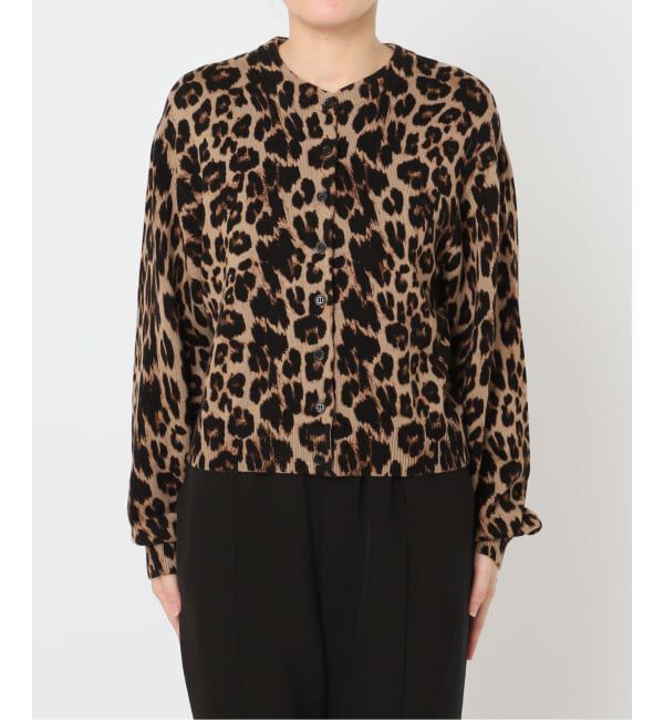 OUTDOOR PRODUCTS Usual Things「レオパード プリントクルーネックカーディガン」|ニット・セーター|