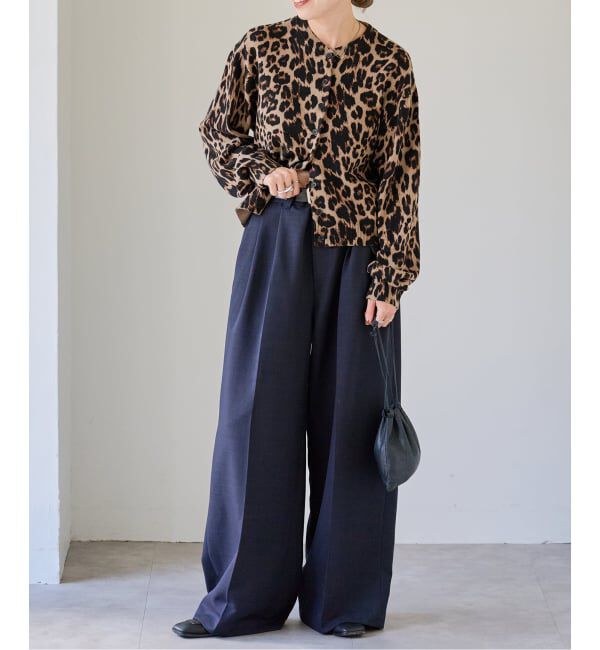 OUTDOOR PRODUCTS Usual Things「レオパード プリントクルーネックカーディガン」|ニット・セーター|