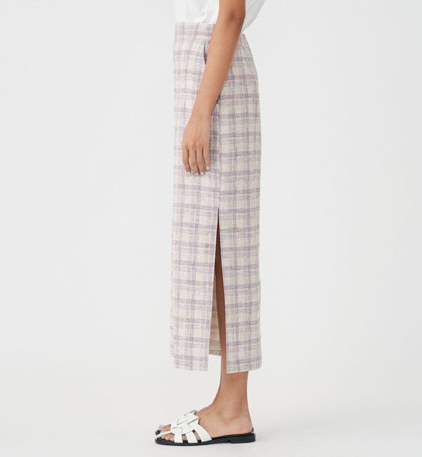 MACPHEE「ツイードチェック Iラインロングスカート」|タイト|