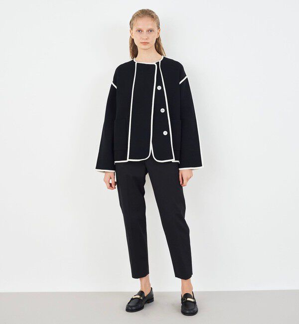 DES PRES「レーヨンナイロンダブルフェイス クルーネックジャケット」|ノーカラージャケット|